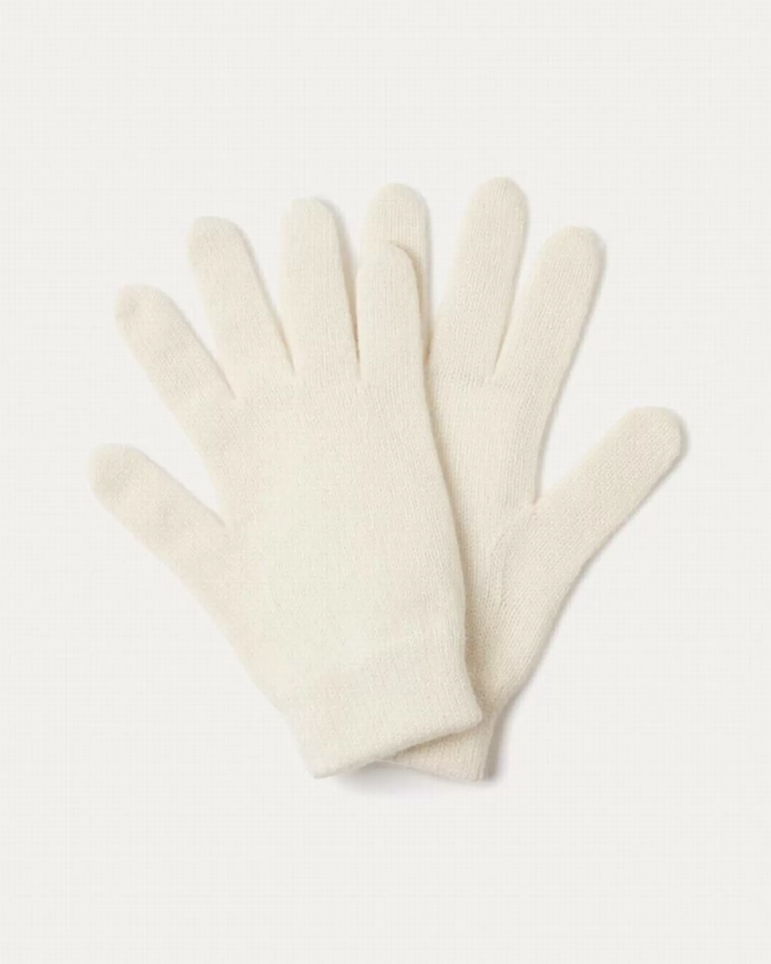 Kujten Gloves & Mittens>Colored Plain Cashmere Gloves, 8-Threads Blanc