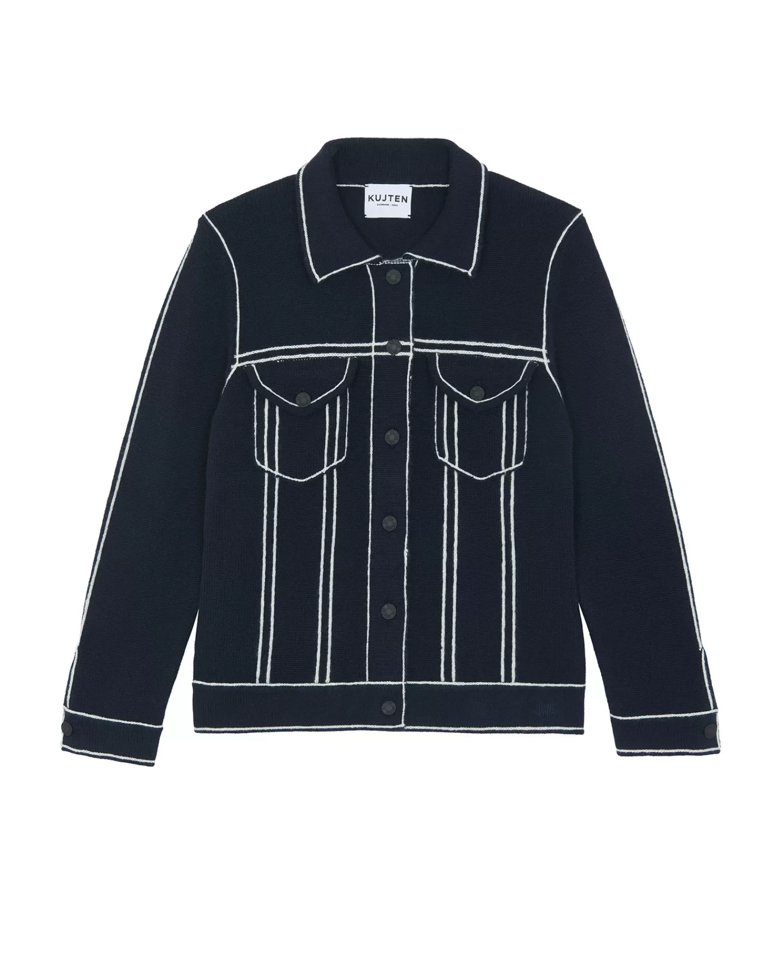 Kujten Jackets & Vests>Kids Long Sleeves Cashmere Jacket, 4-Threads Bleu Marine Fonce