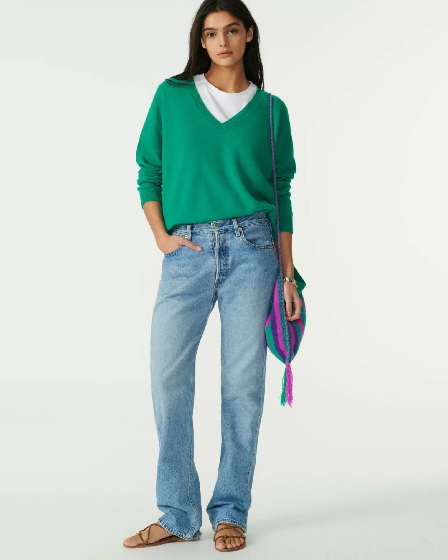 Kujten Sweaters & Sweatshirts>Round Neck Cashmere Sweater Vert Jade