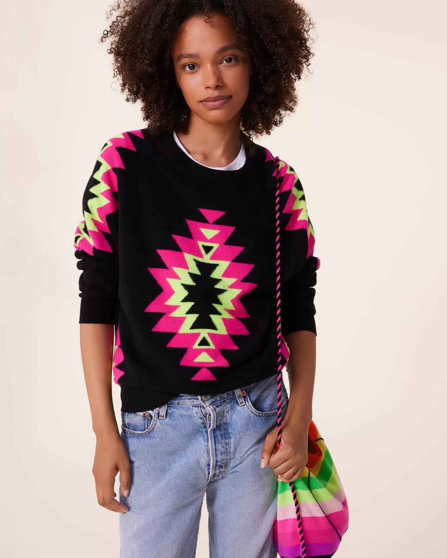 Kujten Sweaters & Sweatshirts>Round Neck Cashmere Sweater, 2-Threads Noir