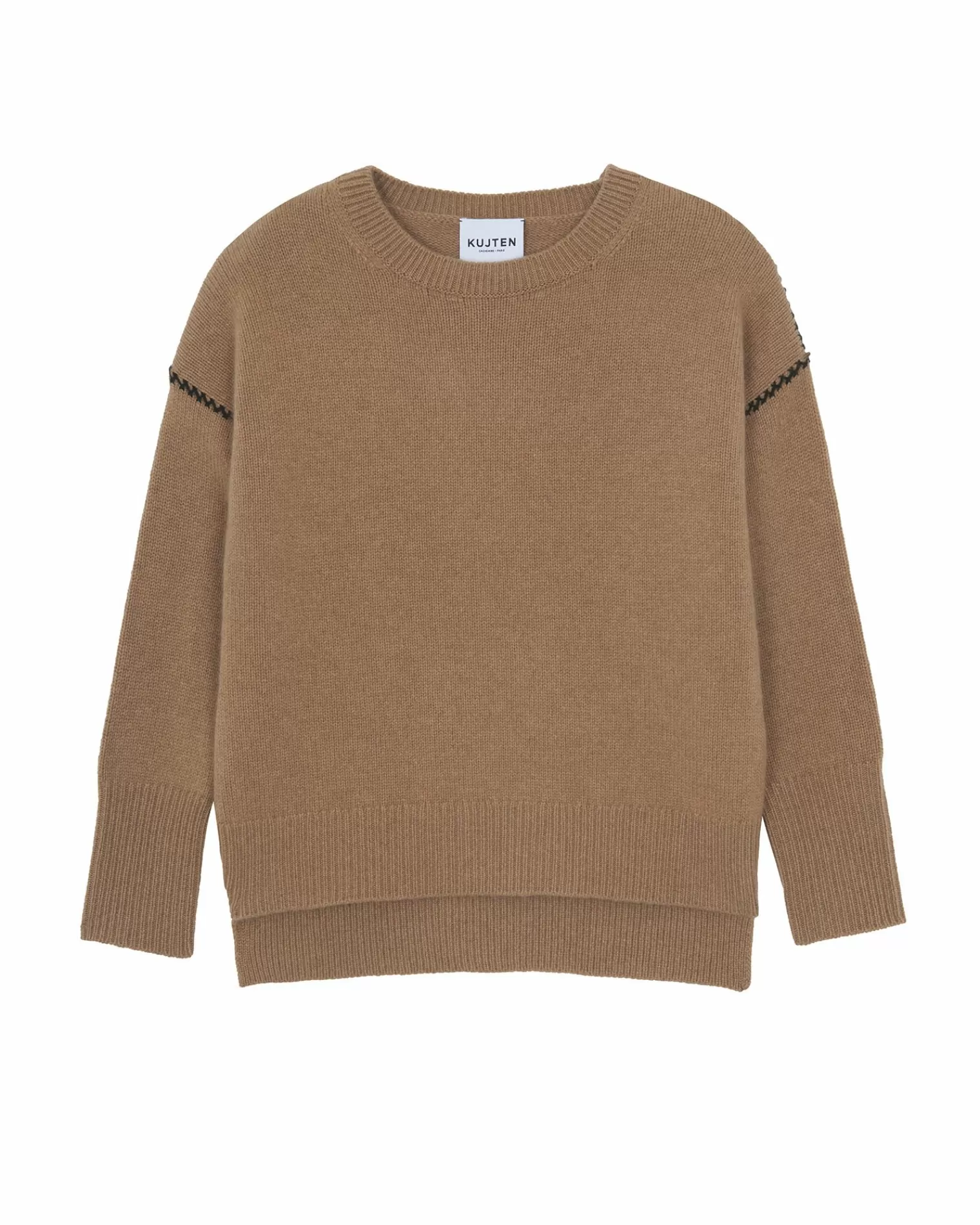 Kujten Sweaters & Sweatshirts>Round Neck Cashmere Sweater, 6-Threads Camelo