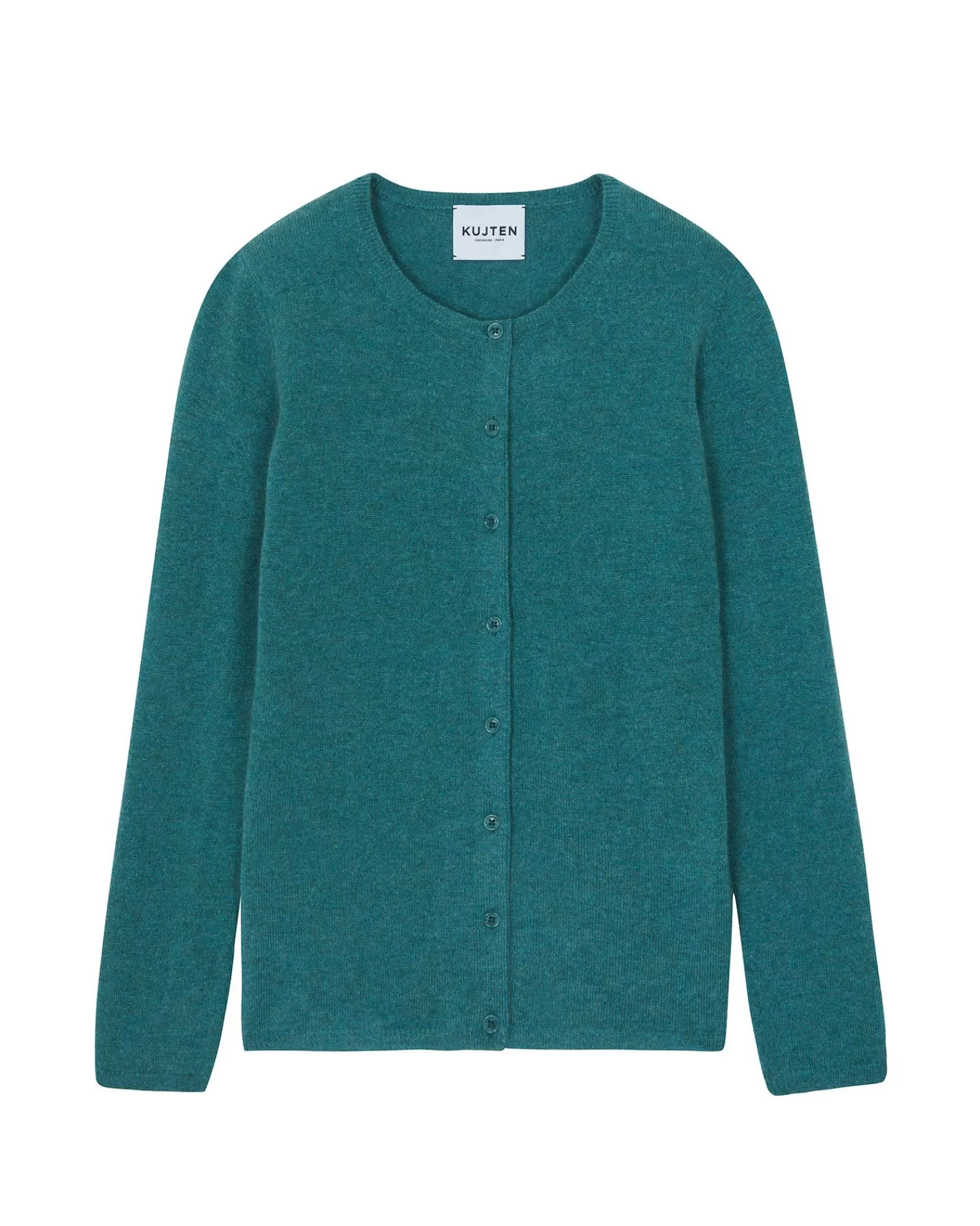 Kujten Jackets & Vests>Women Basic Round Neck Cashmere Cardigan Vert Chine
